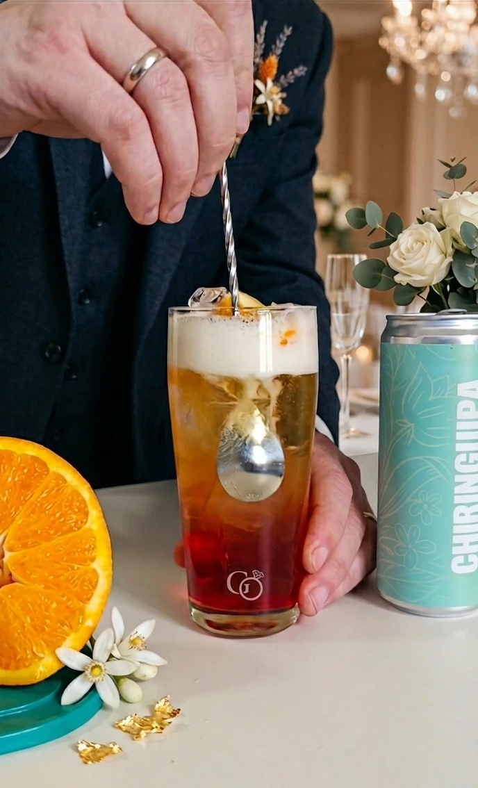 La preparazione di un beer cocktail